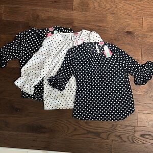 Lot of 3 Kate Spade NWT polka dot blouses